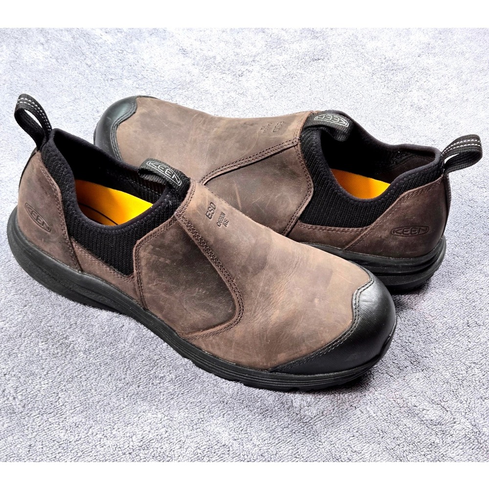 Keen Utility Slip On Work Shoes Mens 11EE Brown Good Carbon Toe ESD 1026704EE